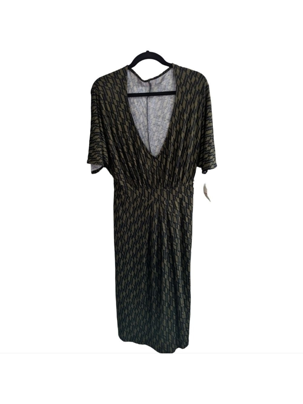 NEW Liz Lange Maternity Olive & Black Geo Print Dress Size XXL